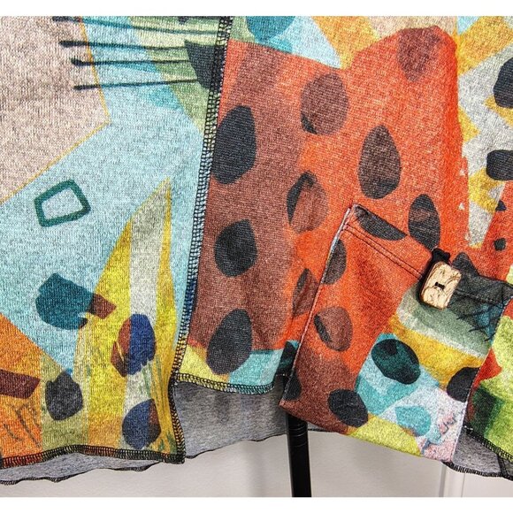 Jess & Jane Large Tunic Top, Long Sleeve, Abstract Print, Lagenlook Artsy Soft - Picture 3 of 5